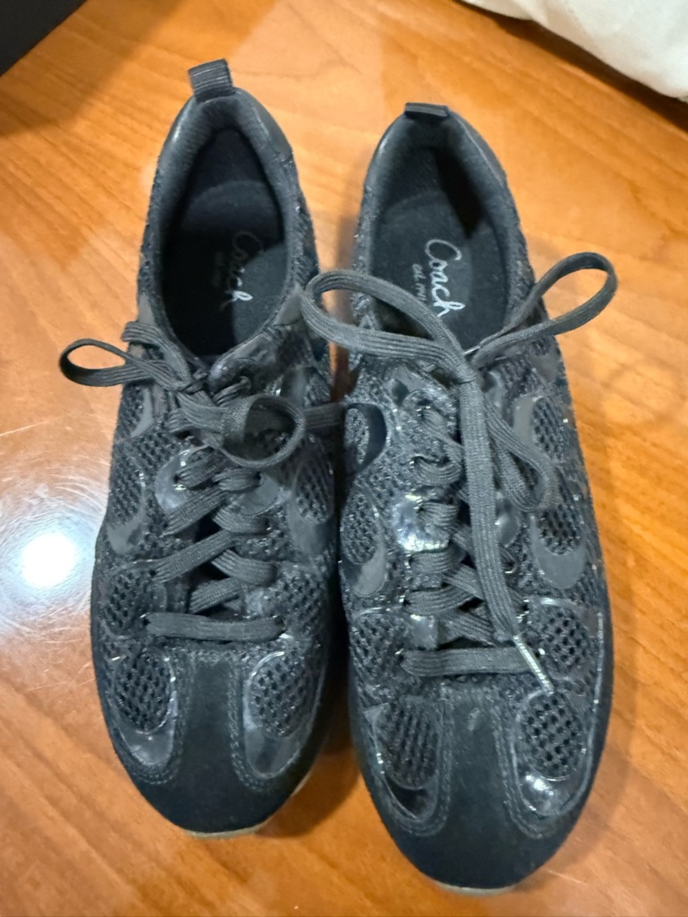 Coach Black Mesh Lace-Up Sneakers with Signature Soles